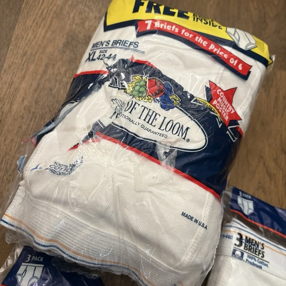 Vtg 90s Fruit of the Loom Men's Briefs XL White, 3 Pair 3 Packs + 1 Pack 7 Pairs